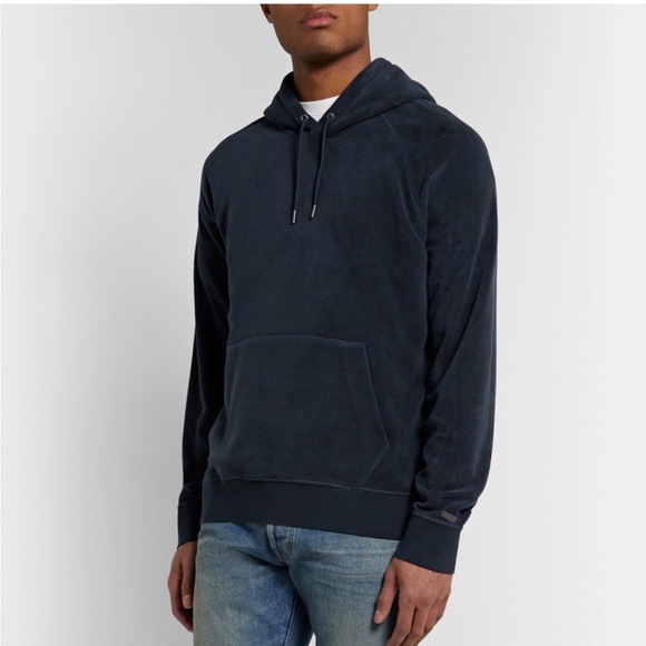 Ralph Lauren Purple Label Modal-Blend Fleece Hoodie Blue Pullover Size Medium